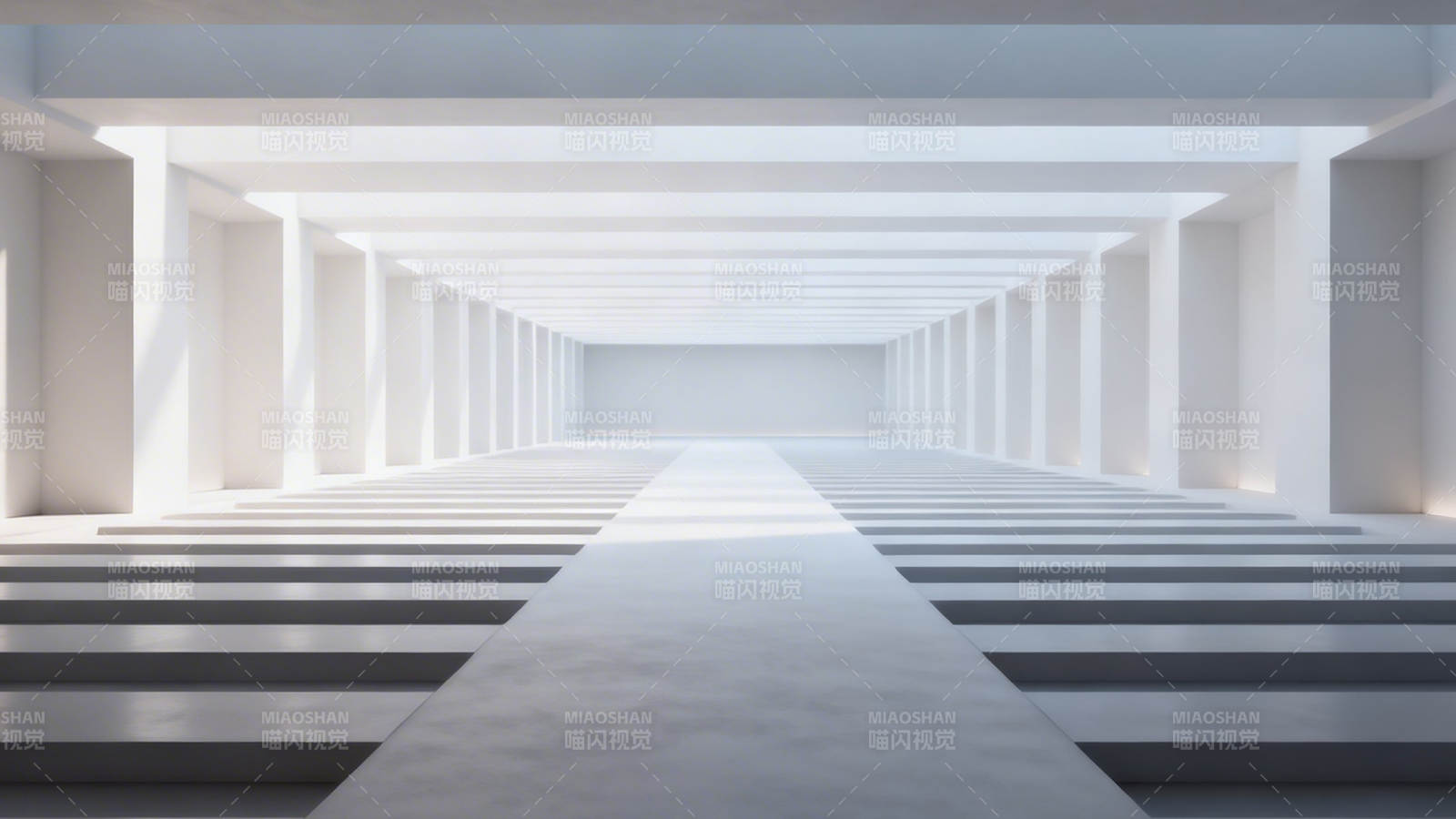 白色长廊 光影交错延伸图片