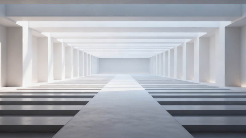 白色长廊 光影交错延伸图片