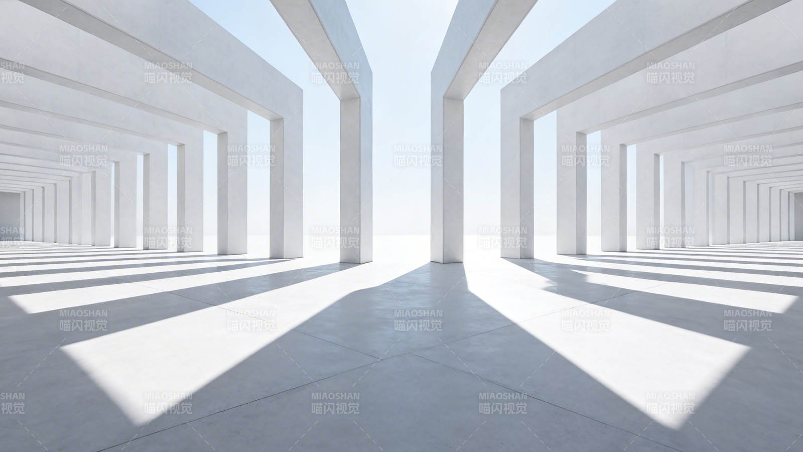 白色廊柱光影长廊图片