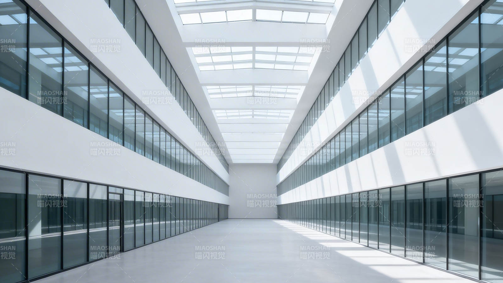 现代玻璃长廊 光影交错空间图片