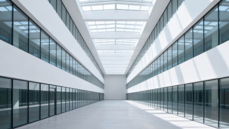 现代玻璃长廊 光影交错空间图片