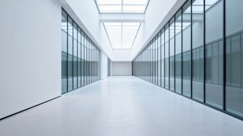 现代极简玻璃走廊空间图片