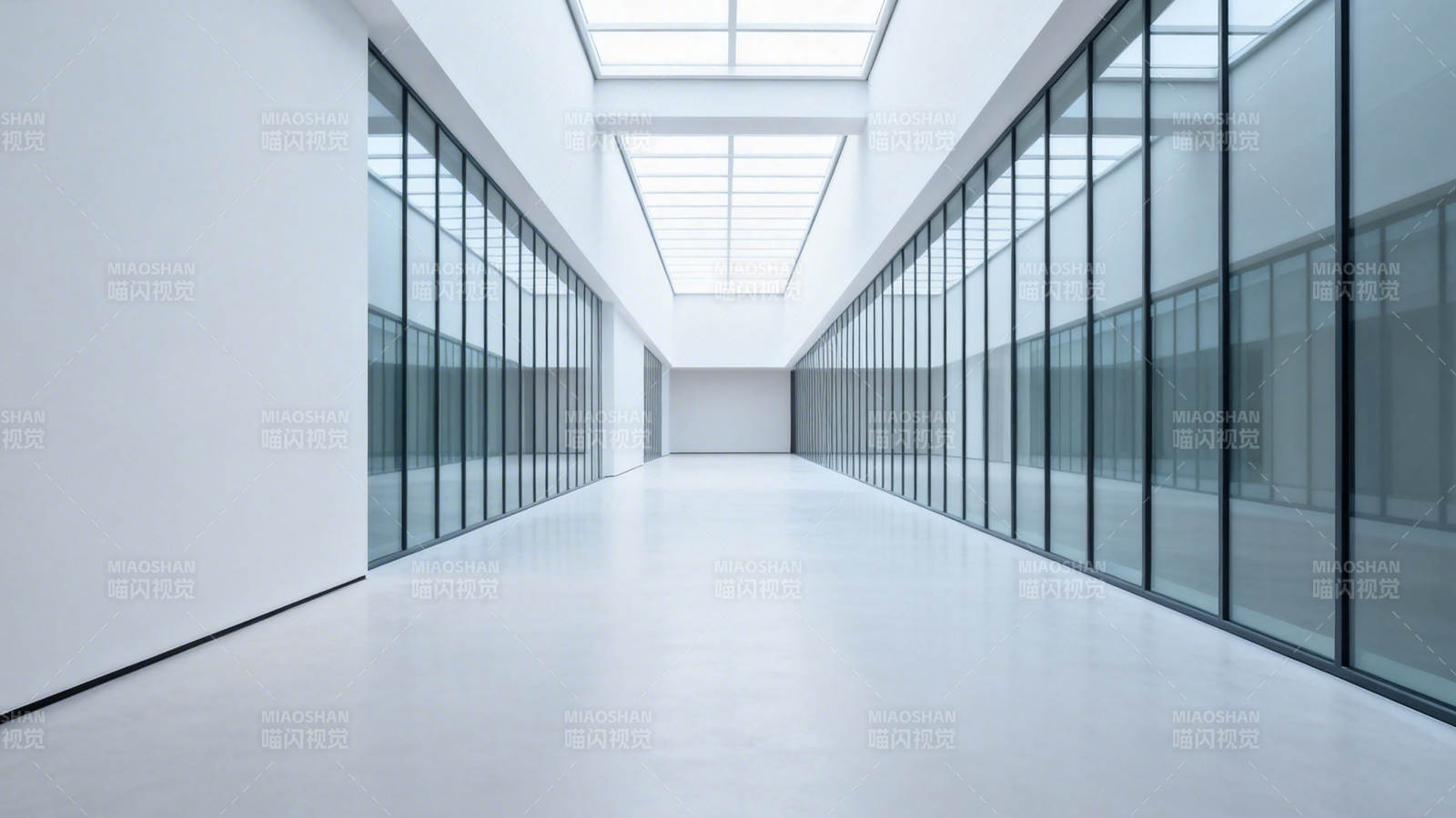 现代极简玻璃走廊空间图片