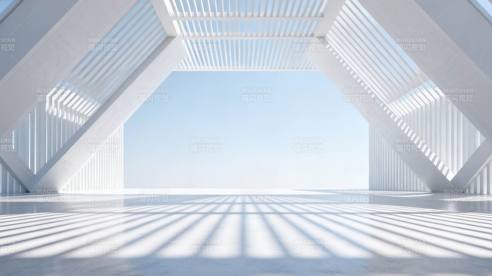 白色几何光影空间图片