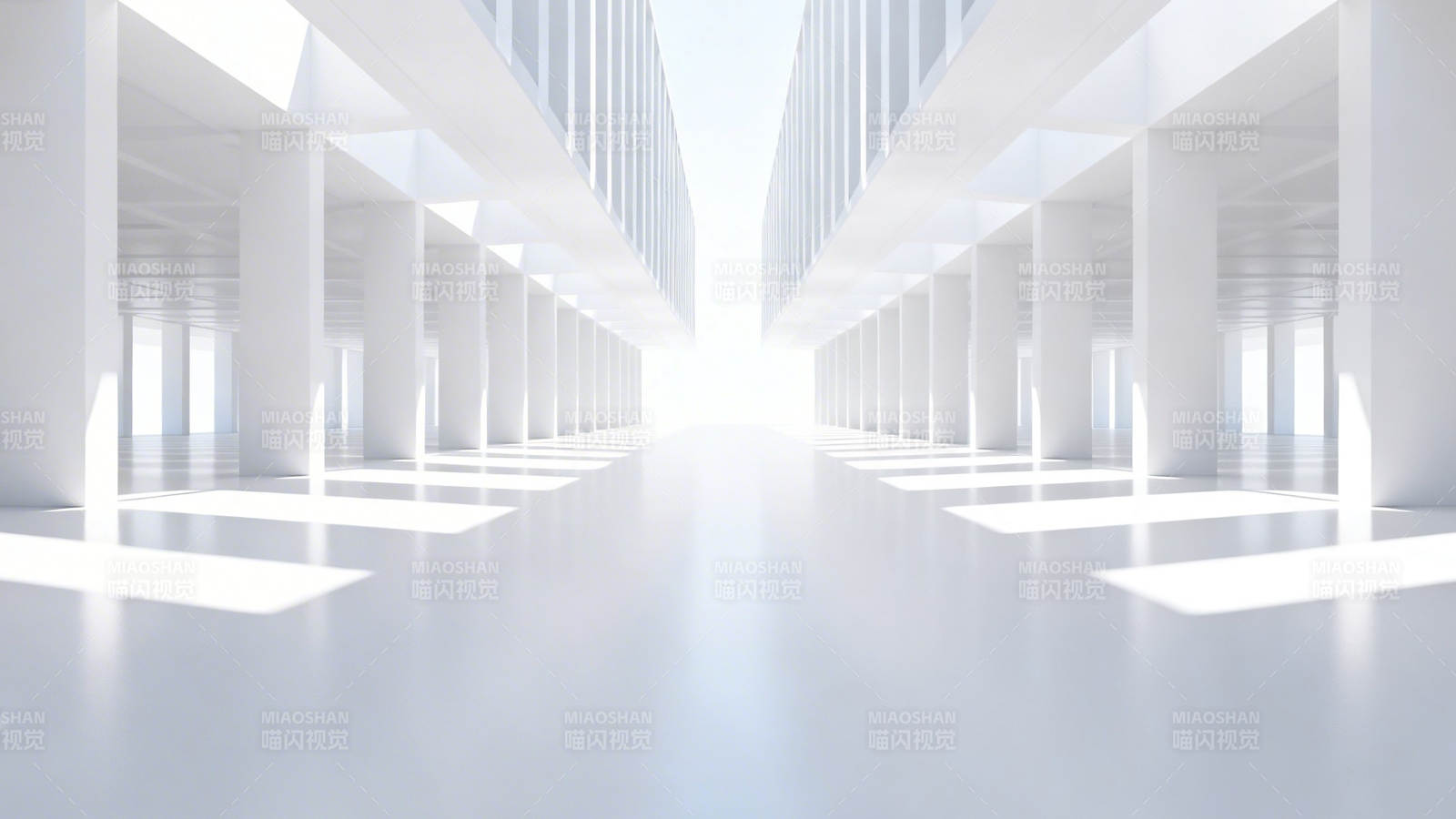 纯白廊道 光影延伸图片