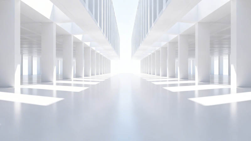 纯白廊道 光影延伸图片