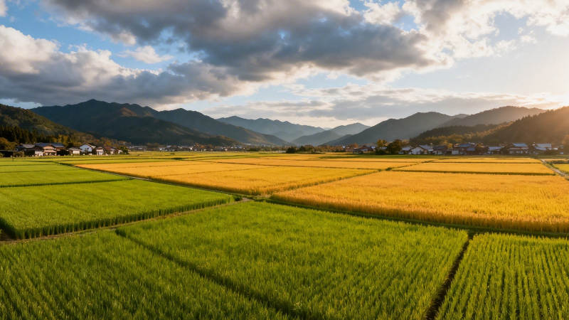 金黄稻田映山乡图片