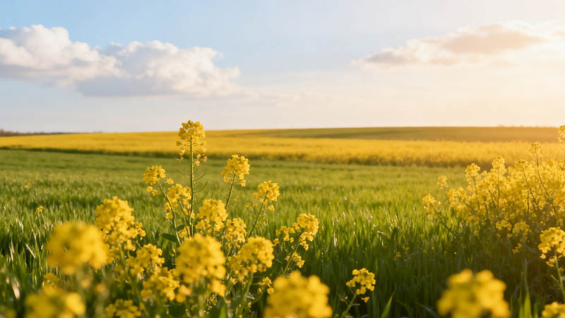 金黄花海映蓝天图片