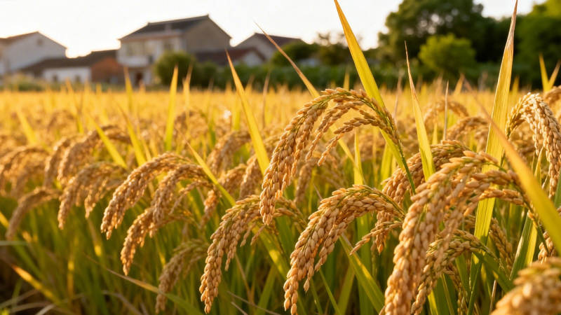 金黄稻穗迎夕阳图片