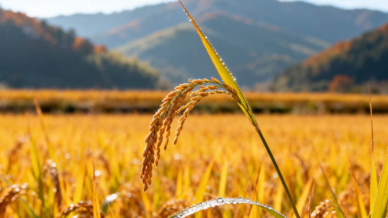 秋稻金黄 山远穗垂露图片