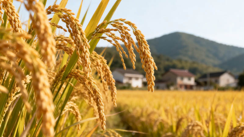 金黄稻穗映山乡图片