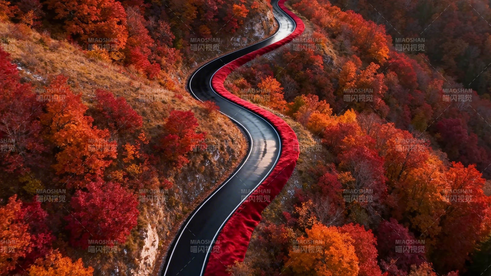 秋山红径 蜿蜒如带图片