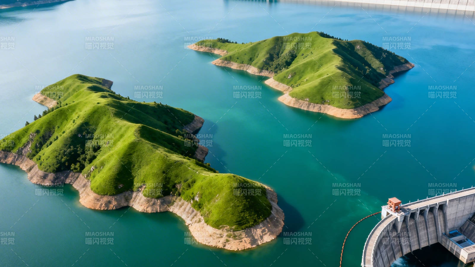 碧水绿岛 大坝环抱图片