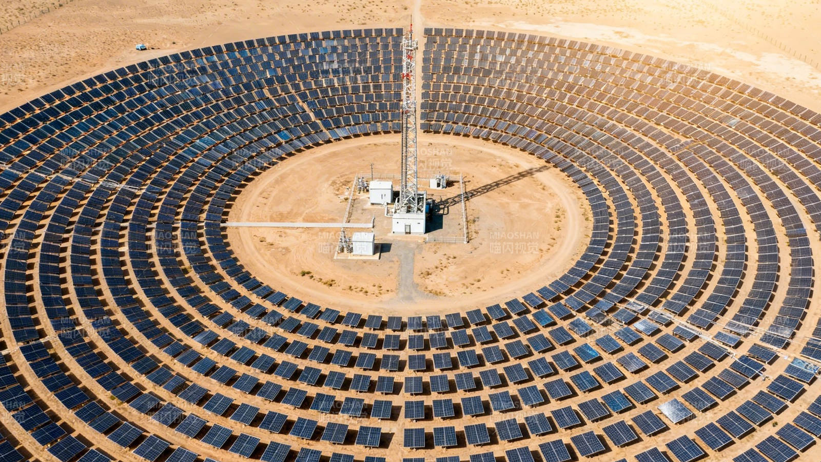 沙漠中的太阳能塔式电站图片