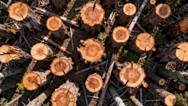 砍伐后的树桩堆叠图景图片