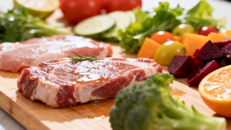 生肉配蔬果 健康餐盘图片