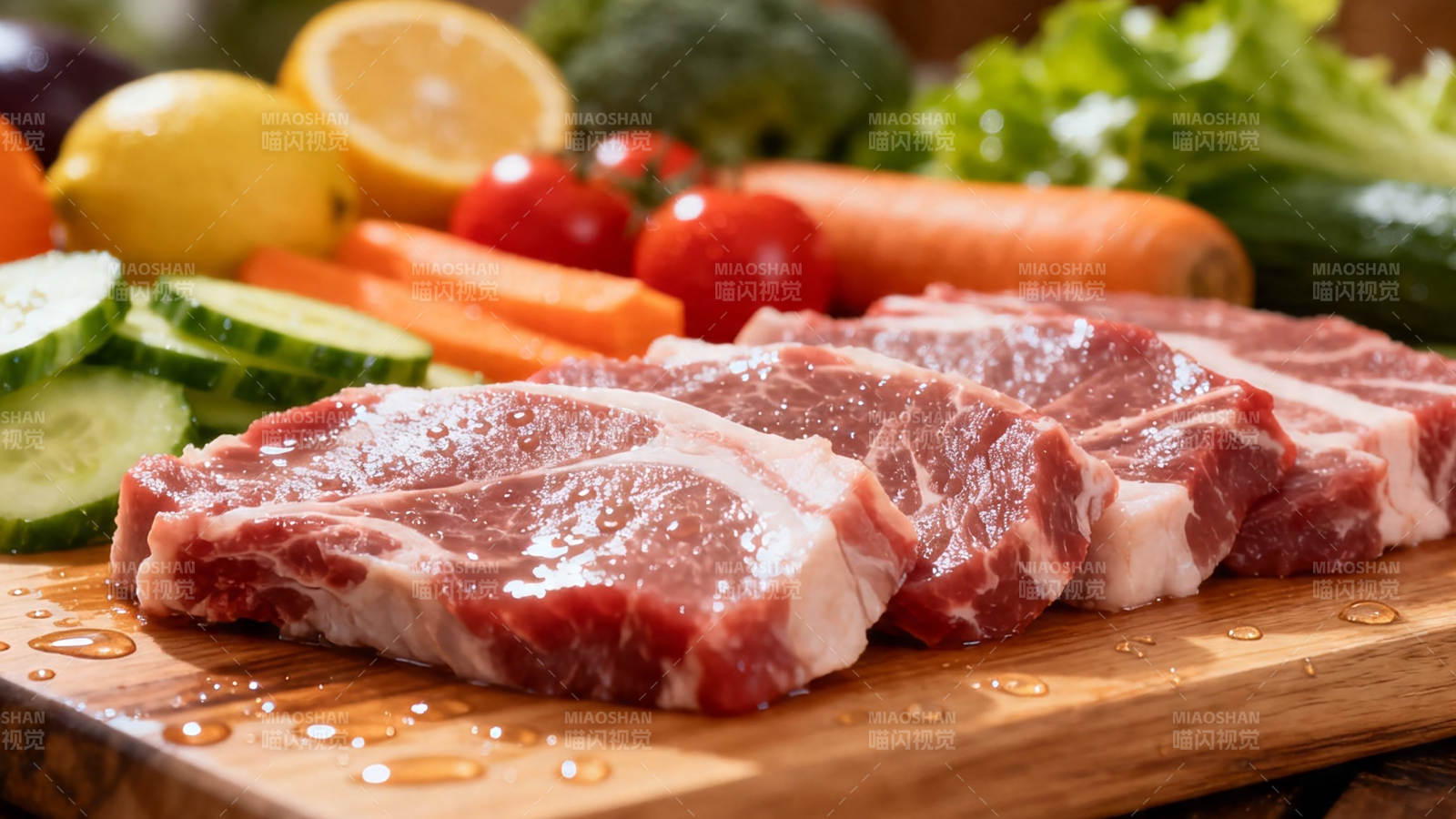 新鲜牛排配蔬菜 健康美味图片