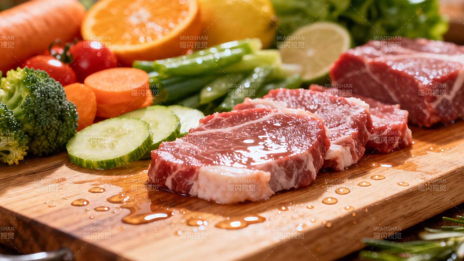 鲜牛肉配时蔬 健康美味图片