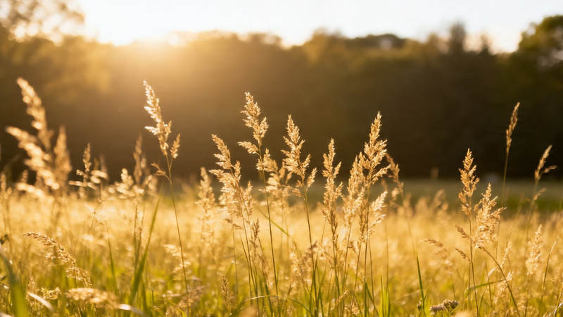 夕阳金草 温柔如画图片