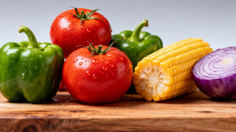 新鲜蔬菜摆盘 色彩诱人图片