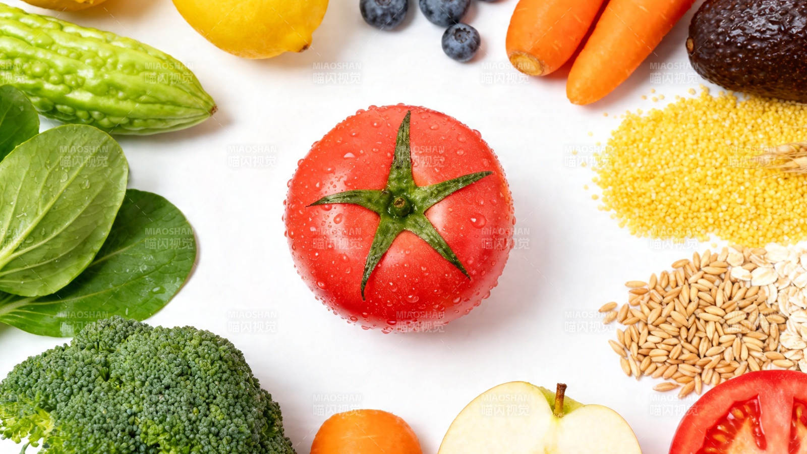 新鲜蔬果谷物健康组合图片