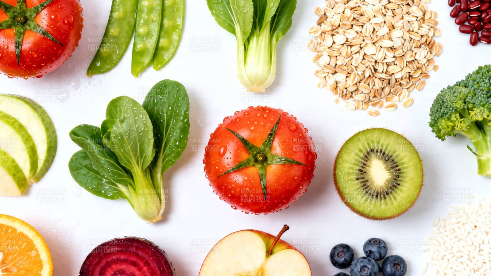 新鲜蔬果谷物拼盘图片