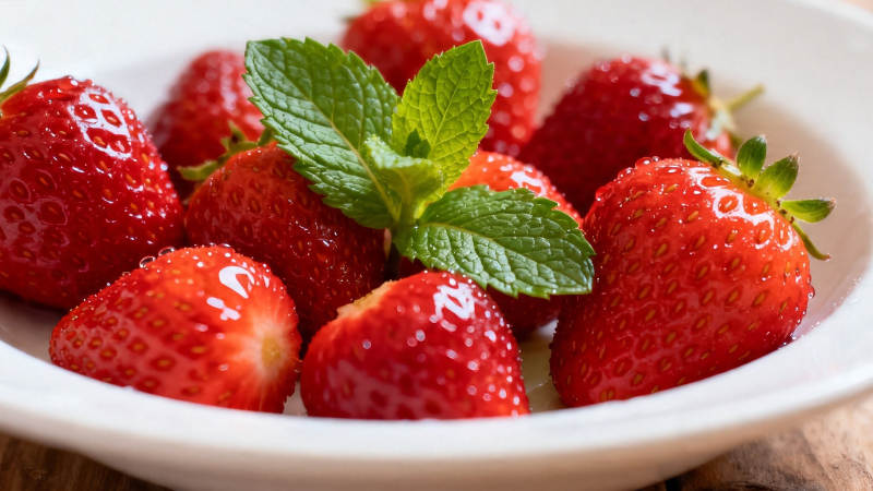 草莓配薄荷 清新诱人图片