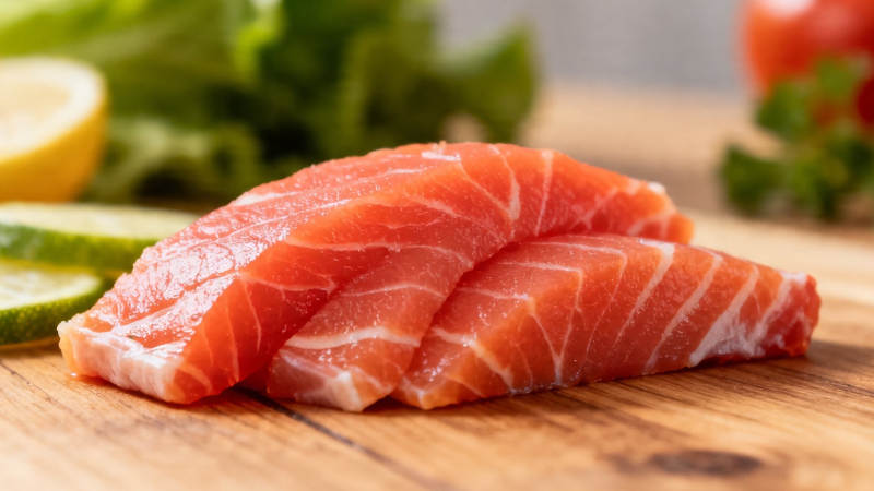 三文鱼刺身配柠檬青菜图片