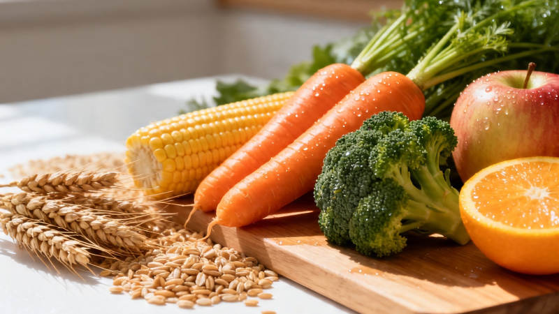 新鲜蔬果谷物健康搭配图片