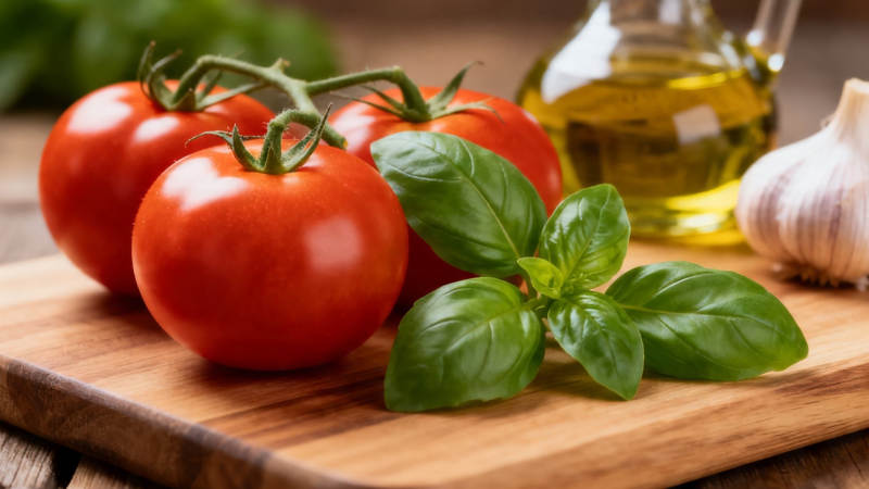 番茄罗勒蒜油香图片