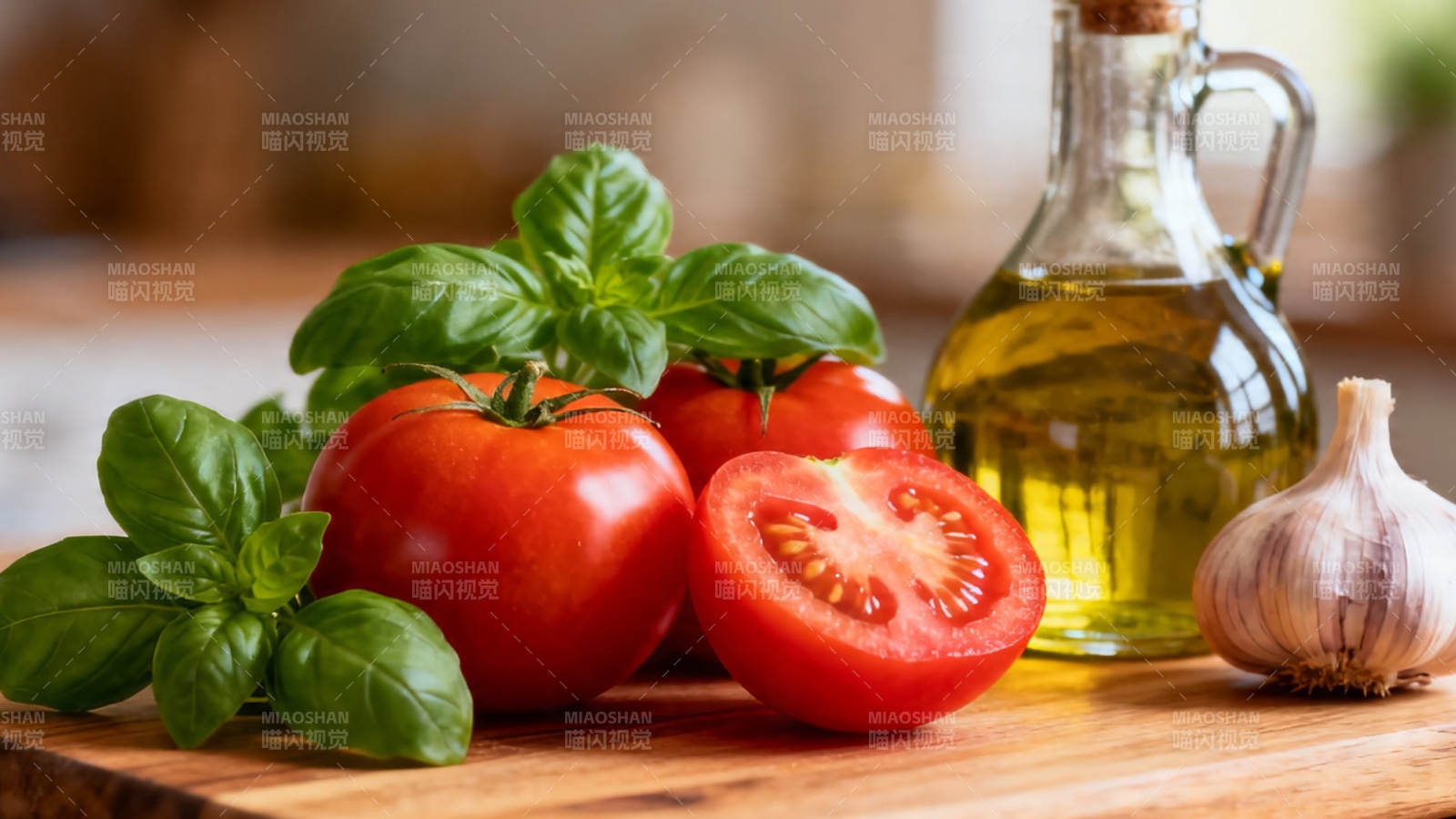 番茄罗勒橄榄油蒜头图片