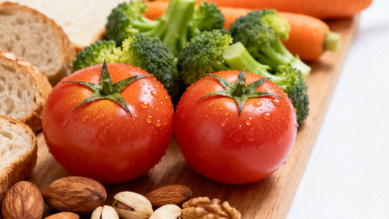 新鲜蔬果坚果健康餐盘图片