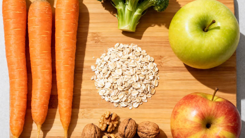 健康食材 蔬果燕麦坚果组合图片