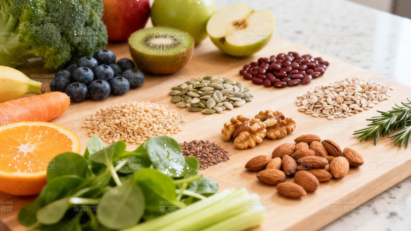健康食材拼盘 蔬果坚果谷物图片