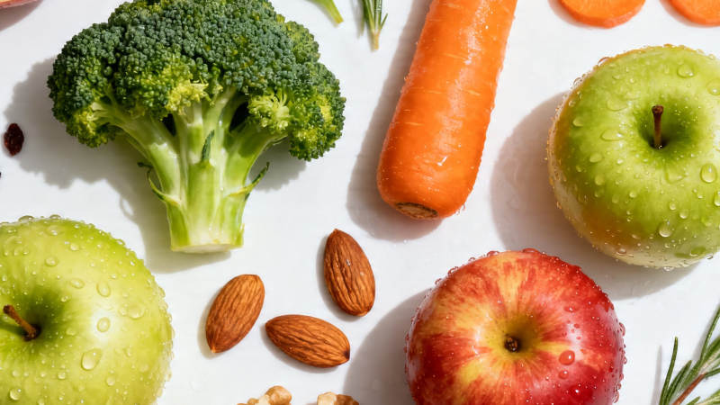 新鲜蔬果坚果健康组合图片