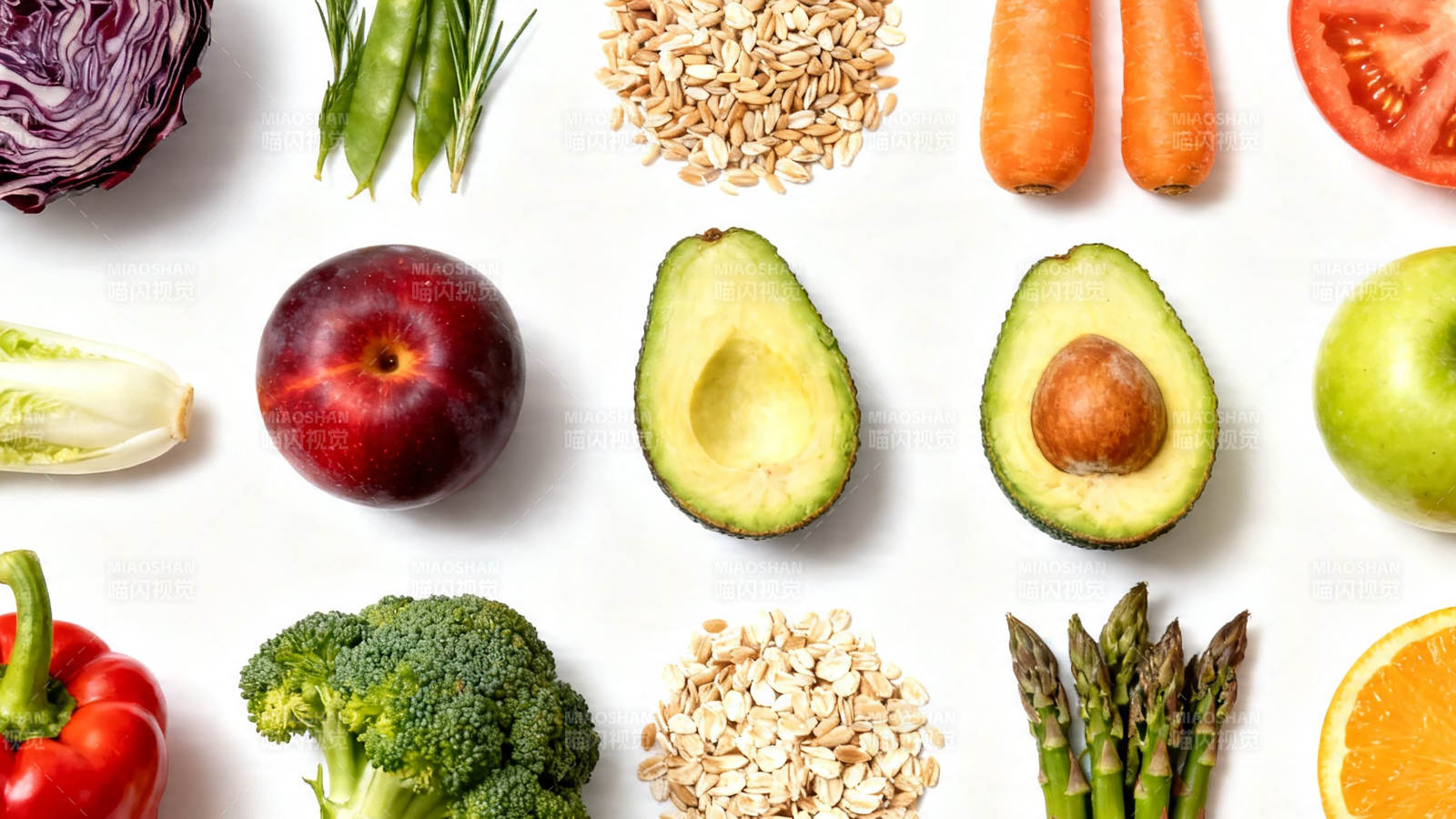 新鲜蔬果谷物健康拼盘图片