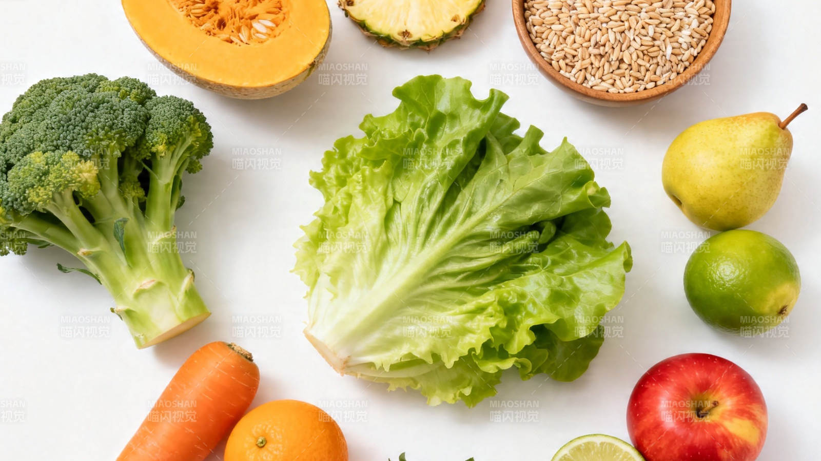 新鲜蔬果谷物健康拼盘图片