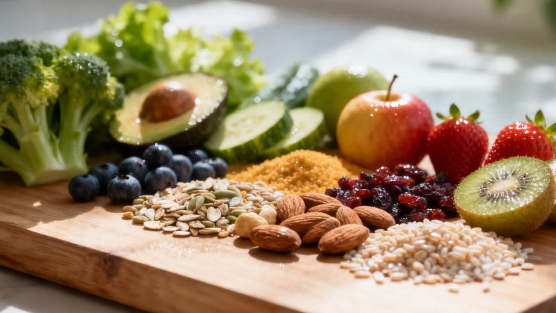 健康食材拼盘 蔬果坚果谷物图片