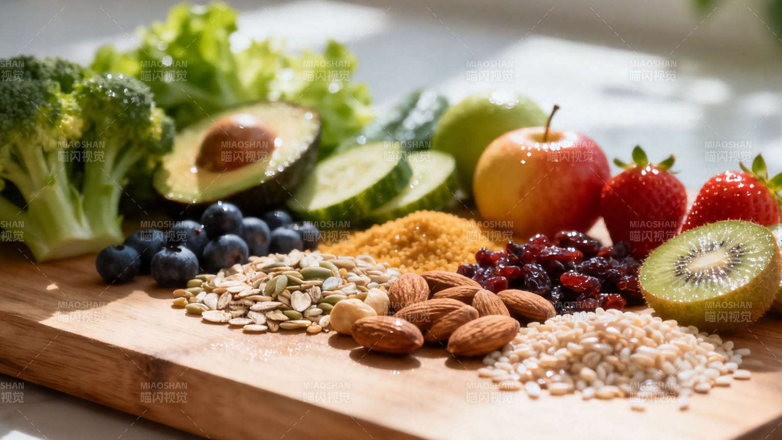 健康食材拼盘 蔬果坚果谷物图片