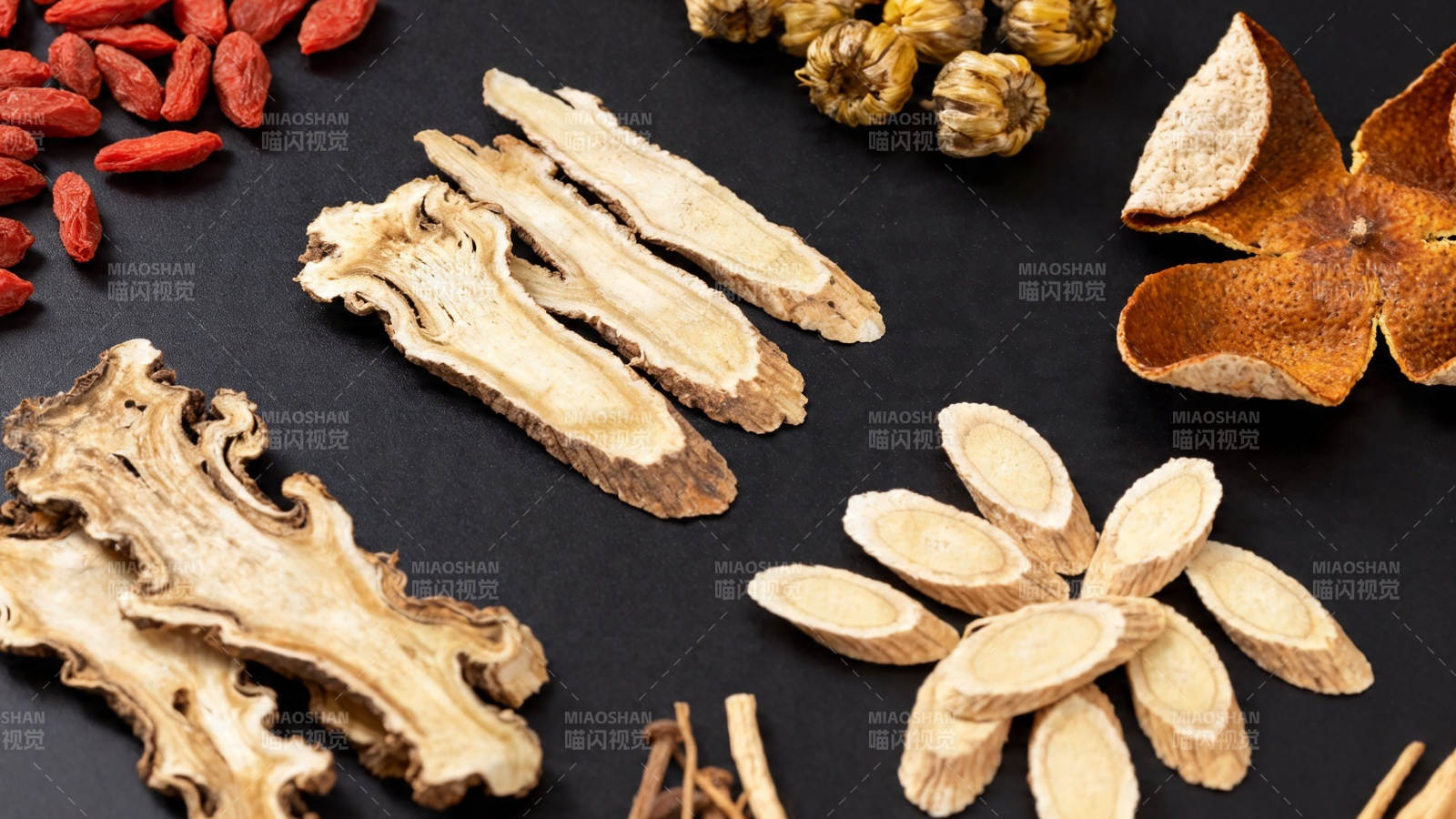 中药材拼盘 枸杞黄芪陈皮等图片