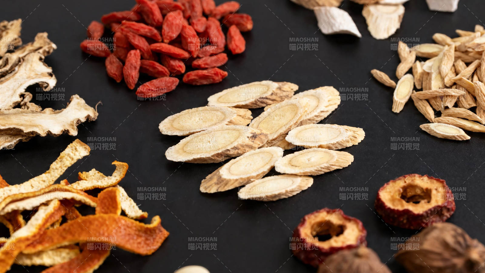 中药材拼盘 枸杞黄芪陈皮等图片