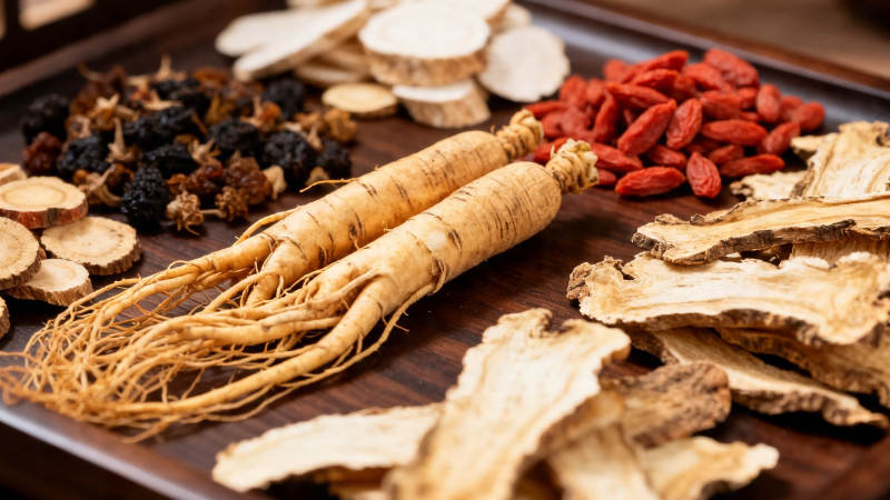 中药材展示 人参枸杞等图片