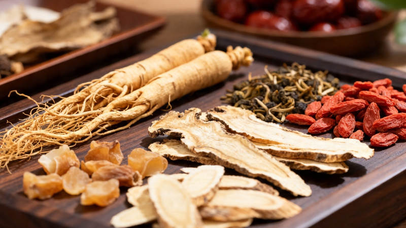 中药材拼盘 人参枸杞当归图片