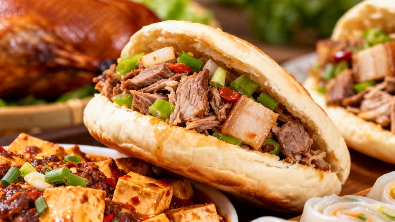 肉夹馍配麻婆豆腐 香图片