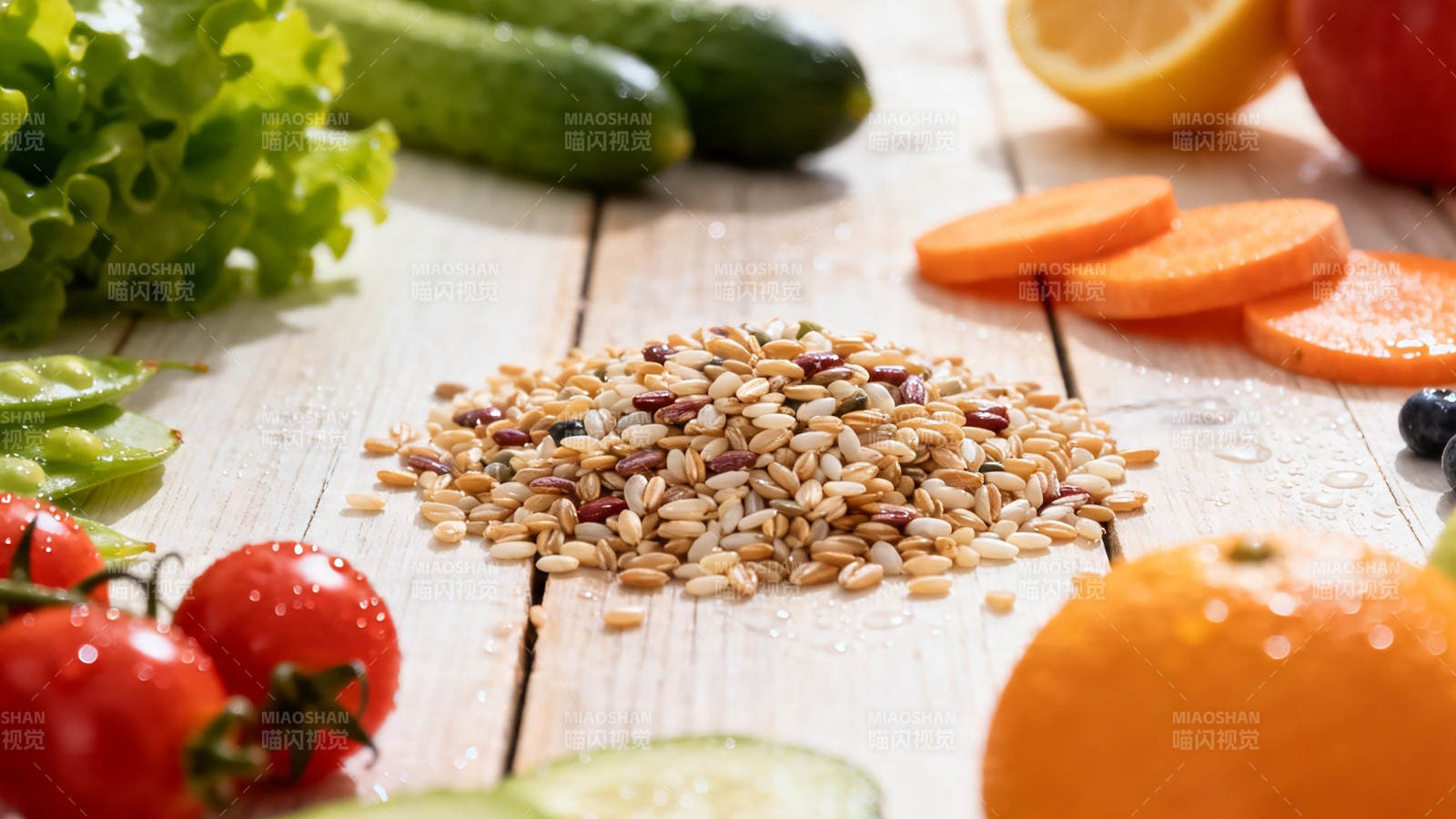 健康食材拼盘 谷物蔬果搭配图片