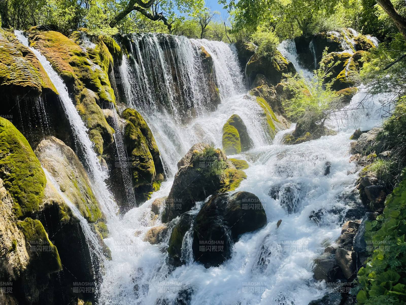 青苔瀑布 飞流直下图片
