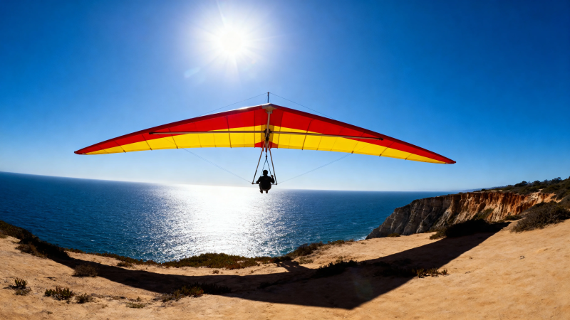 滑翔翼飞越海岸悬崖图片