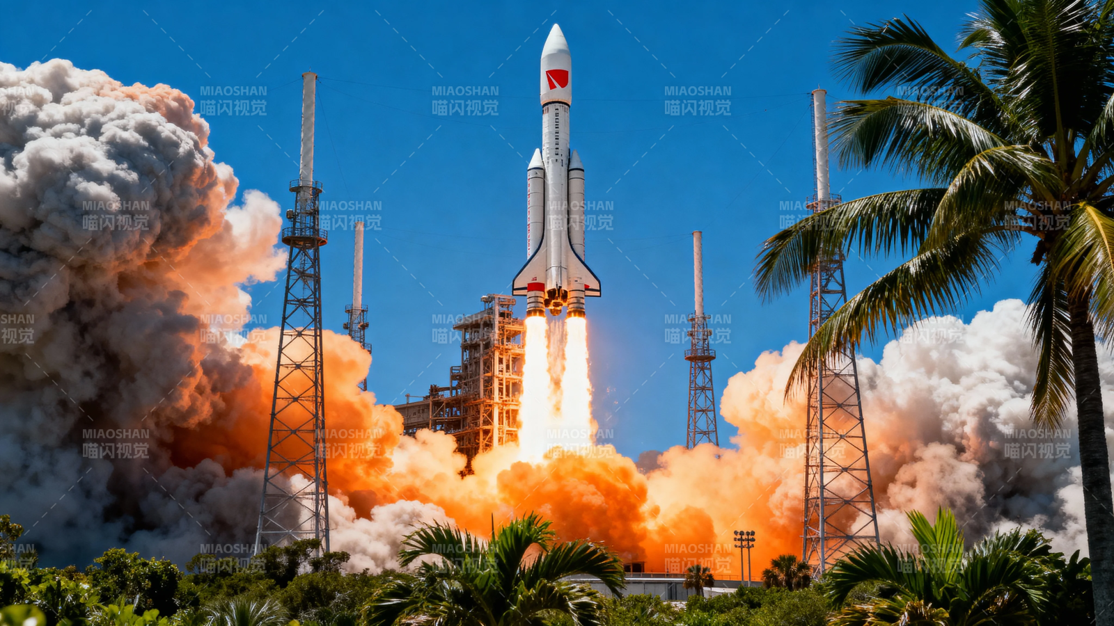 火箭升空 烈焰腾云图片