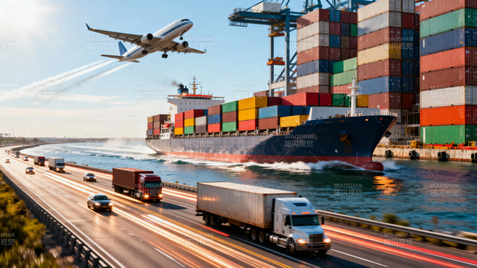 海陆空联运 全球物流枢纽图片