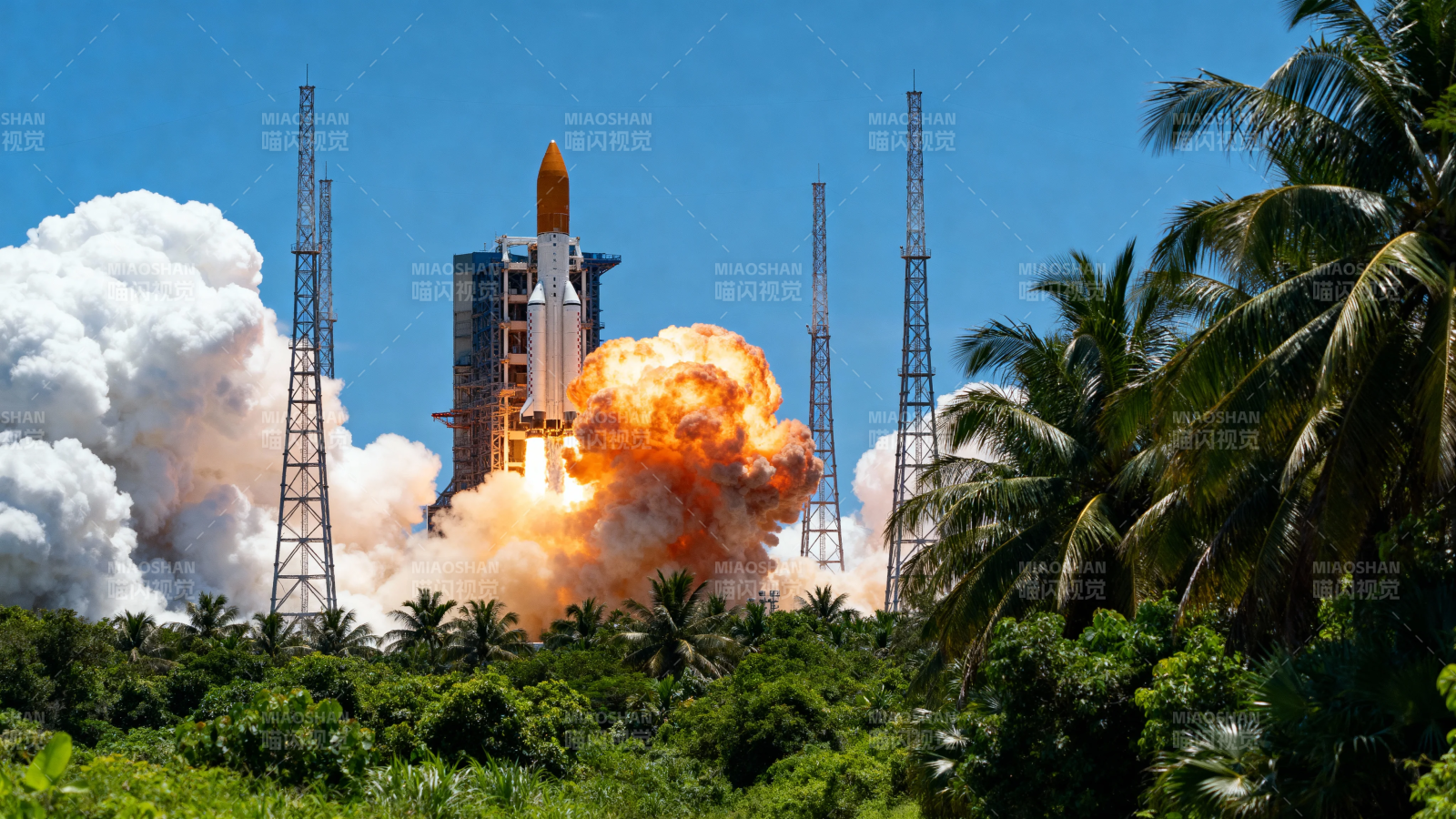 火箭发射 烈焰腾空图片